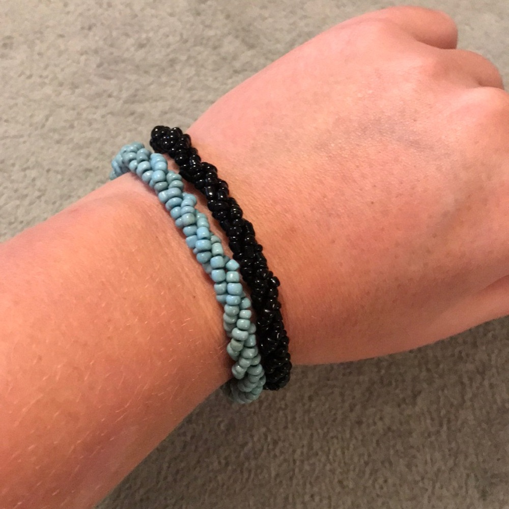 New ABOUT COLOR Beaded Bracelets Black & Turquoise